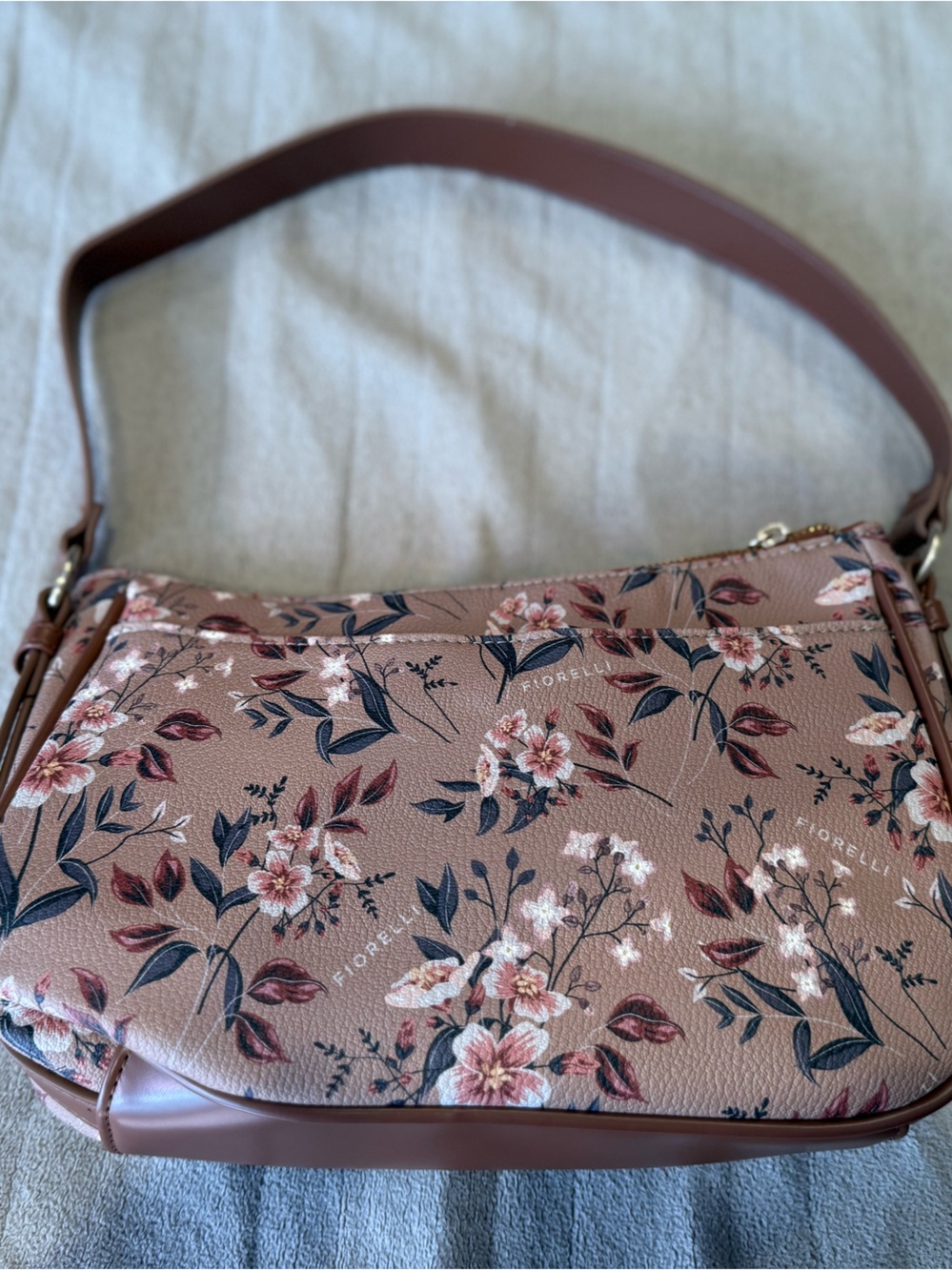 Fiorelli Floral Shoulder Bag Mauve Pink Printed Purse Feminine Everyday Handbag